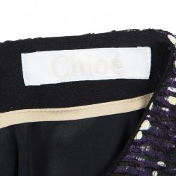 Chloe Multicolor Textured Layered Long Sleeve Shift Dress L