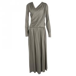 Chloe Grey Draped V-Neck Wide Leg Jumpsuit M