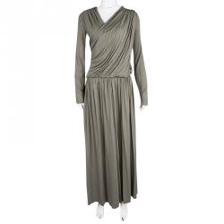 Chloe Grey Draped V-Neck Wide Leg Jumpsuit M