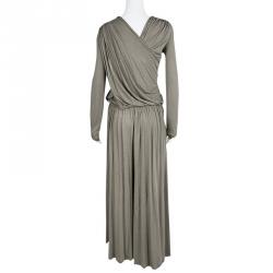 Chloe Grey Draped V-Neck Wide Leg Jumpsuit M