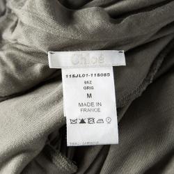 Chloe Grey Draped V-Neck Wide Leg Jumpsuit M