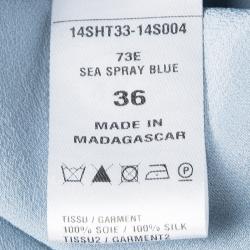 Pre Owned Chloe Sea Spray Blue Contrast Club Collar and Cuff Silk Shirt S