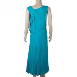 مملوكة مسبقًا Chloe Turquoise Pleated Dress M