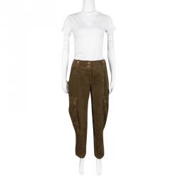 Pre Owned Chloe Noisette Brown Corduroy Cargo Pants M