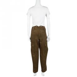 Pre Owned Chloe Noisette Brown Corduroy Cargo Pants M