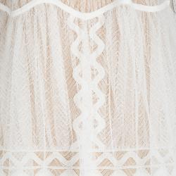 Pre Owned Chloe White Herringbone Lace Long Sleeve Maxi Dress M