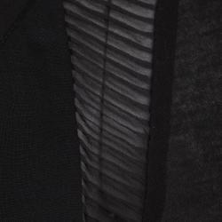 Pre Owned Chloe Black Wool Pleated Panel Detail Long Sleeve Dress S