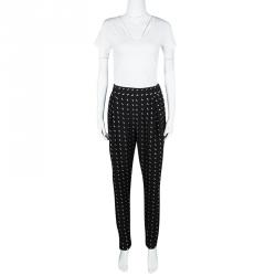 Pre Owned Chloe Black Lurex Detail Textured Silk Pants L