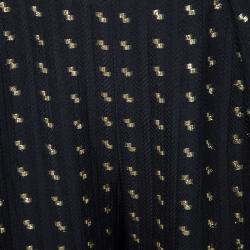 Pre Owned Chloe Black Lurex Detail Textured Silk Pants L