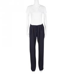 Pre Owned Chloe Navy Blue Drawstring Detail Pants L