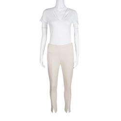 Pre Owned Chloe Beige Clair Wool Blend Tapered Trousers M