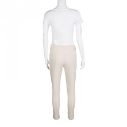 Pre Owned Chloe Beige Clair Wool Blend Tapered Trousers M