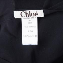 Pre Owned Chloe Black Cotton Voile Metal Sequin Embellished Long Sleeve Sheer Top M