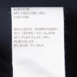 Pre Owned Chloe Navy Blue Arrow Embellished Sleeve Detail Blouse M