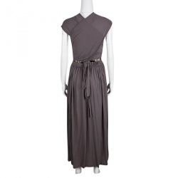 Pre Owned Chloe Purple Draped Belted Sleeveless Maxi Dress M