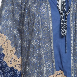 Pre Owned Chloe Blue Printed Cotton Lace Applique Oversized Bohemian Dress S