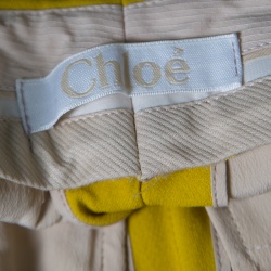 Pre Owned Chloe Mustard Yellow High Waist Cropped Trousers S