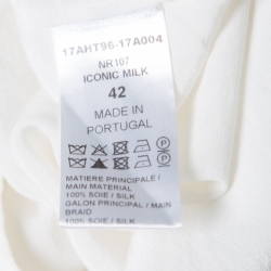 Pre Owned Chloe Iconic Milk White Silk Scalloped Lace Trim Peasant Blouse L