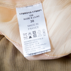 Pre Owned Chloe Beige and Lilac Tiered Silk Chiffon Lace Trim Ruffled Maxi Dress M