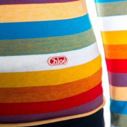 Pre Owned Chloe Multicolor Rainbow Striped Cotton Jersey Long Sleeve Top XS