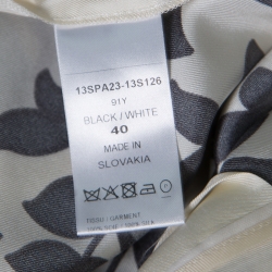 Pre Owned Chloe Monochrome Floral Printed Silk Tapered Pants M