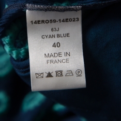 Pre Owned Chloe Cyan Blue Fil Coupe Jacquard Silk Asymmetric Midi Dress M