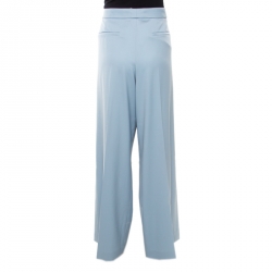 Pre Owned Chloe Sea Spray Wool High Waist Wide Leg Trousers L