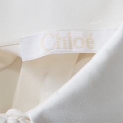 Chloe Milk White Crepe De Chine Button Front Long Sleeve Blouse M