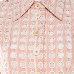 Pre Owned Chloe Shadow Pink Embroidered Guipure Lace Short Sleeve Blouse S