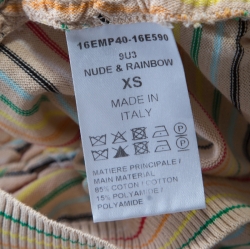 Pre Owned Chloe Rainbow Striped Ruched Panel Detail Raglan Sleeve Top XS