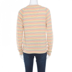 Pre Owned Chloe Rainbow Striped Ruched Panel Detail Raglan Sleeve Top XS