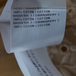 Pre Owned Chloe Beige Rose Eyelet Embroidered Cotton Oversized Off Shoulder Peasant Top S