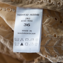 Pre Owned Chloe Beige Rose Eyelet Embroidered Cotton Oversized Off Shoulder Peasant Top S