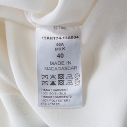 Pre Owned Chloe Milk White Crepe de Chine Contrast Neck Tie Detail Blouse M