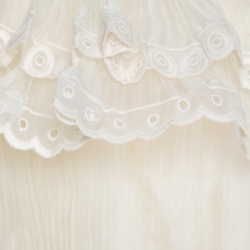 Pre Owned Chloe Pristine Cream Eyelet Embroidered Plisse Silk Ruffle Tiered Dress S