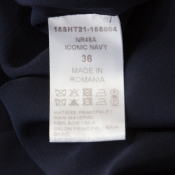 Chloe Navy Blue Silk and Lace Button Front Blouse S