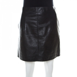 Chloe Black Calf Leather Mini Skirt S