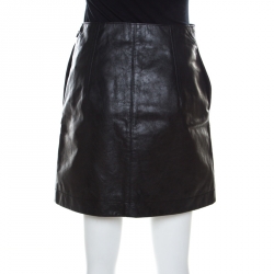 Chloe Black Calf Leather Mini Skirt S