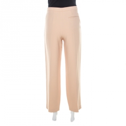 Pre Owned Chloe Pale Pink Crepe Contrast Piping Detail Carrot Fit Trousers M