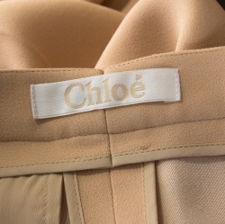 Pre Owned Chloe Pale Pink Crepe Contrast Piping Detail Carrot Fit Trousers M