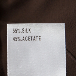 Pre Owned Chloe Truffle Brown Silk Blend Puff Sleeve Front Button Top L