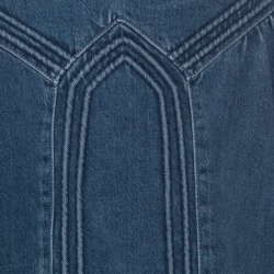 Pre Owned Chloe Indigo Light Wash Denim Embossed Detail Frayed Maxi Skirt L
