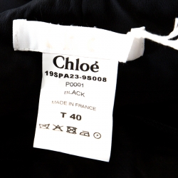 Pre Owned Chloe Black Silk Front Pleat Detial Wide leg Trousers M