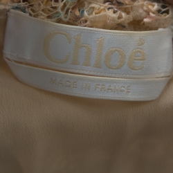 Pre Owned Chloe Beige Floral Print Tassel Detail Lace Blouse M