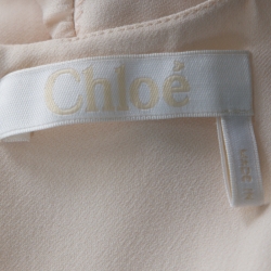 Chloe Cream Crepe Flared Ruffle Dress M