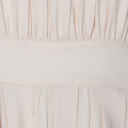 Chloe Cream Crepe Flared Ruffle Dress M