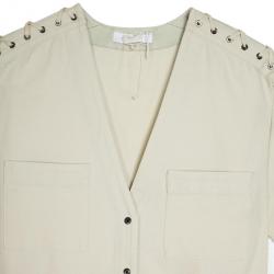 مملوكة مسبقًا Chloe Denim Cream Criss Cross Sleeve Dress M