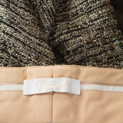 Pre Owned Chloe Black & Gold Tweed Shorts S 