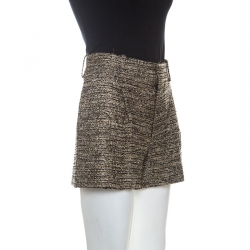 Pre Owned Chloe Black & Gold Tweed Shorts S 