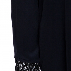 Pre Owned Chloe Navy Blue Silk Lace Trim Cuff Detail Long Sleeve Shirt M